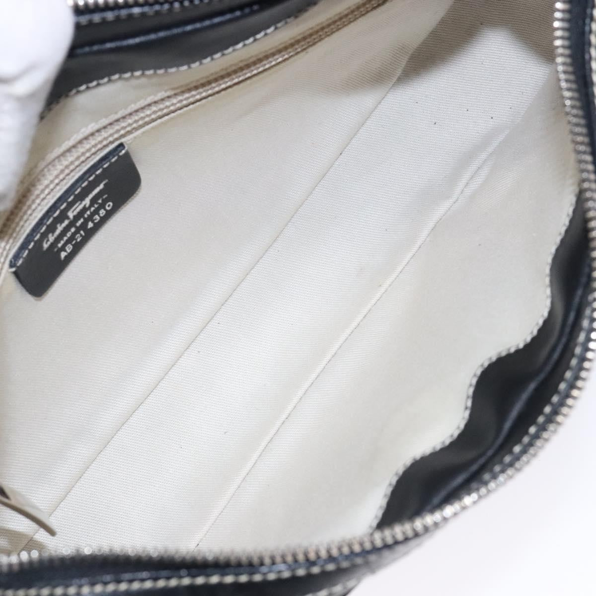 Salvatore Ferragamo Gancini Shoulder Bag Leather, BLACK, LEATHER, Shoulder bag