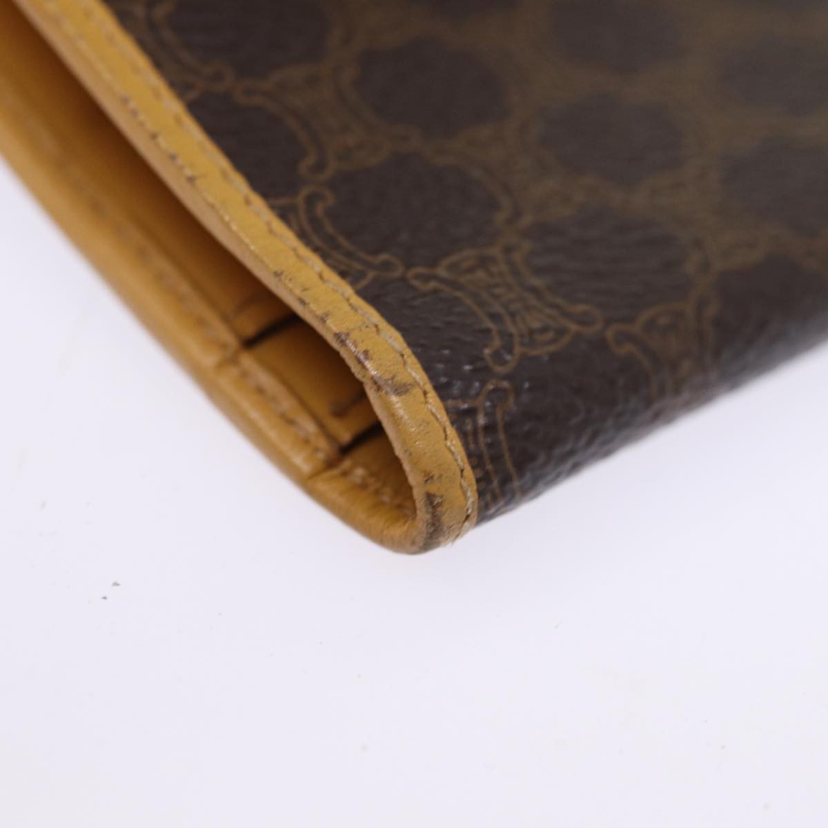 Celine Bifold Flat Wallet Leather, BROWN, CANVAS, Wallets