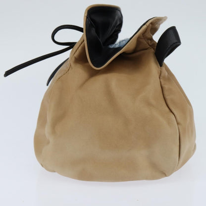 Chanel Vintage Drawstring Pouch Leather, BEIGE, LEATHER, Clutche & pouche