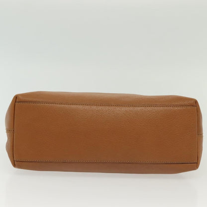 Salvatore Ferragamo Gancini Shoulder Bag Leather, BROWN, LEATHER, Handbag