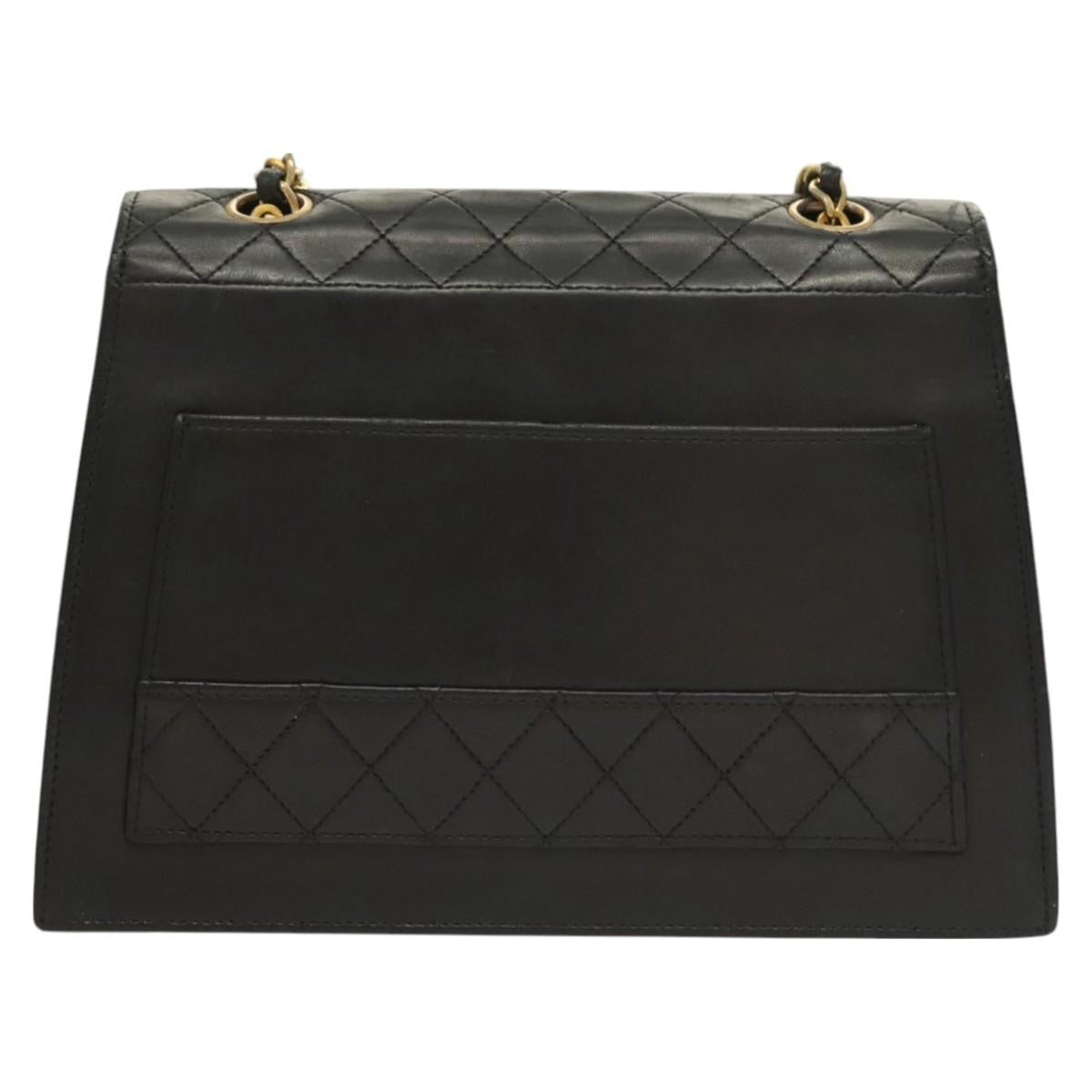 Chanel Vintage Trapezoid CC Flap Bag Leather, BLACK, LEATHER, Shoulder bag
