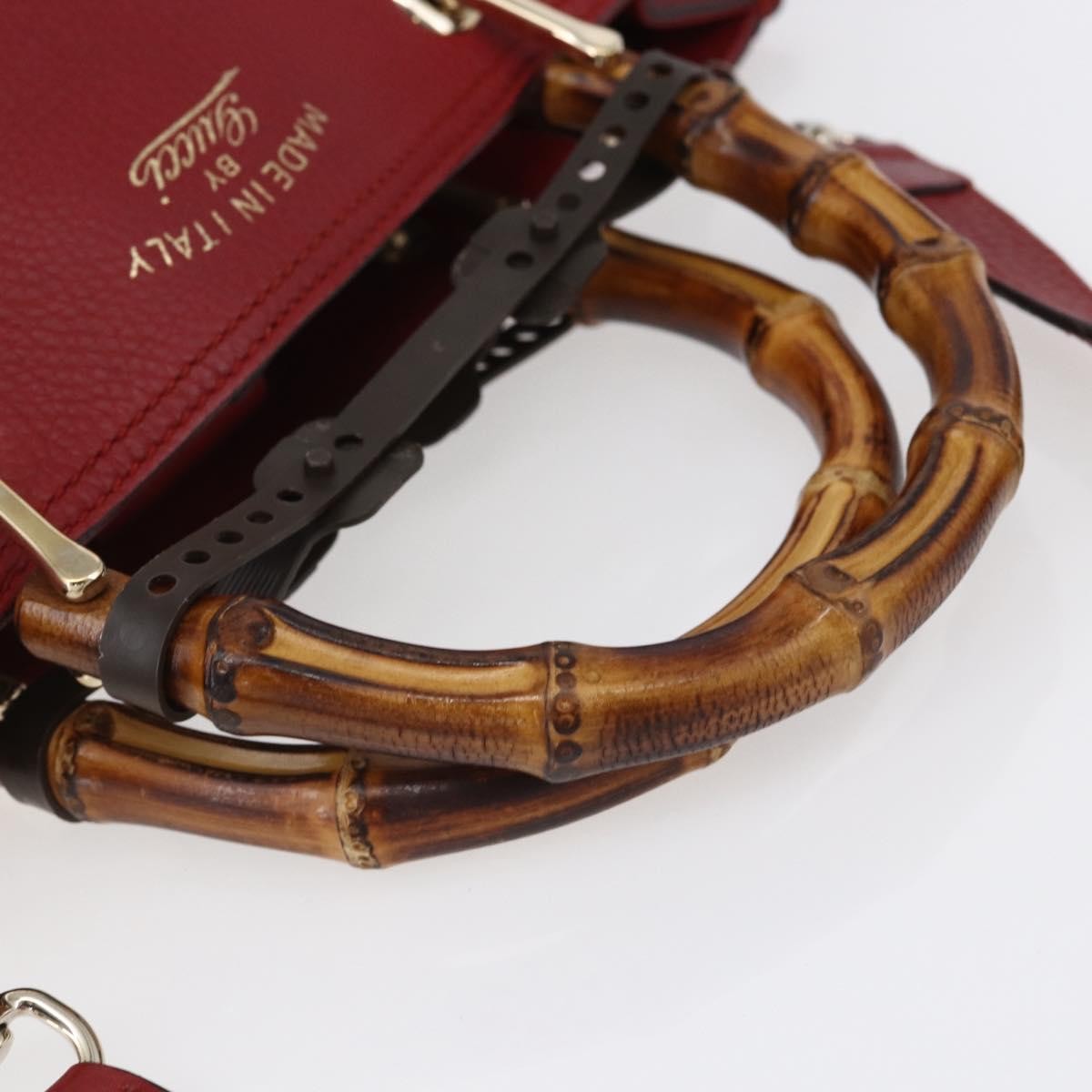 Gucci Bamboo Shopper Tote Leather, RED, LEATHER, Tote bag