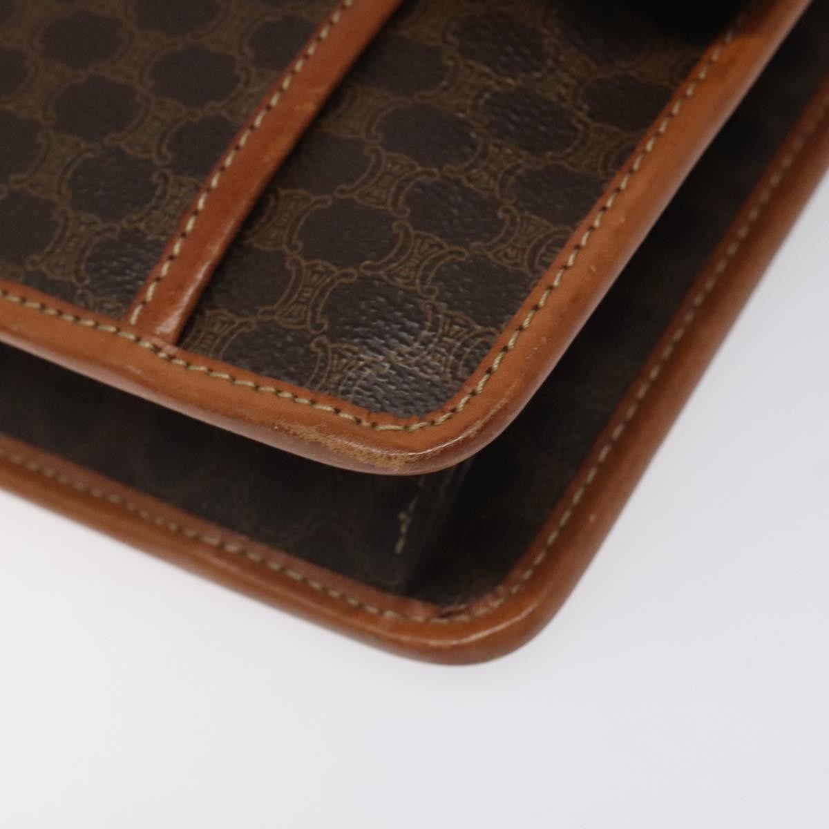 Celine Vintage Macadam Shoulder Bag Canvas and Leather, BROWN, CANVAS, Shoulder bag