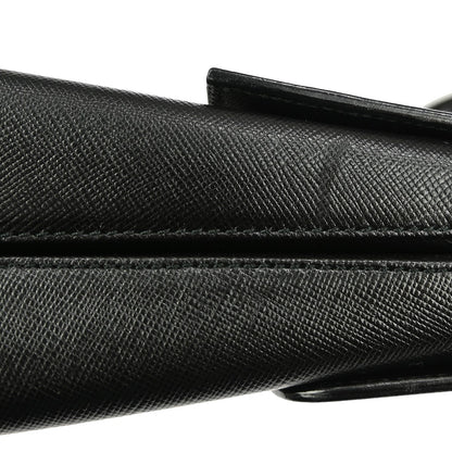 Salvatore Ferragamo Gancini handbag Leather, BLACK, LEATHER, Handbag