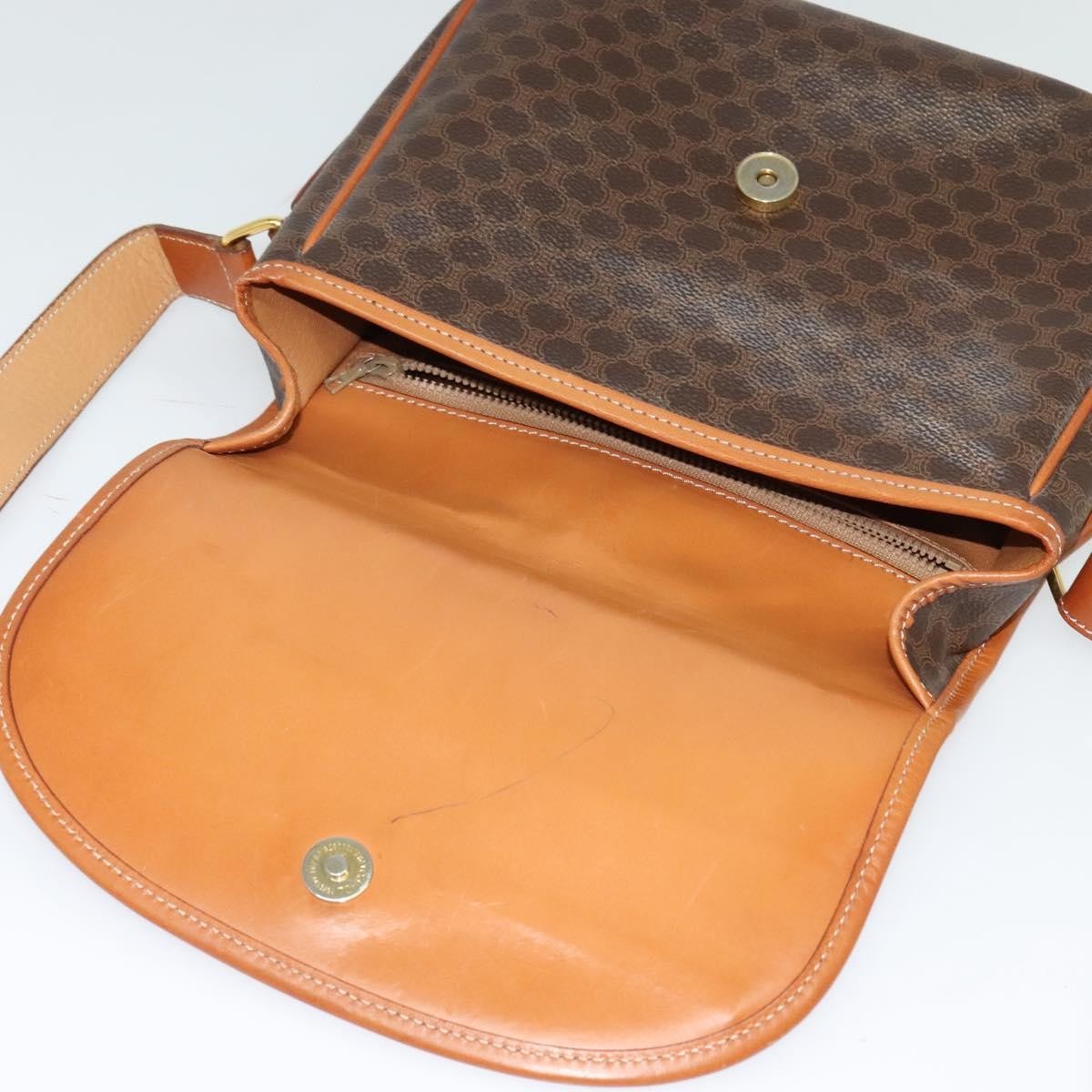 Celine Macadam Shoulder Bag PVC Leather, BROWN, CANVAS, Shoulder bag