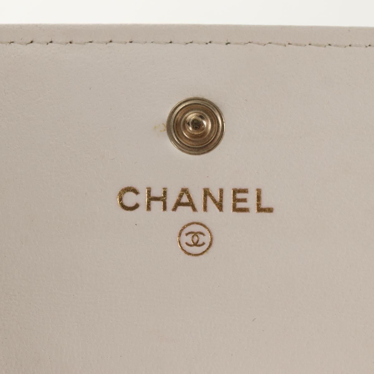 Chanel Camellia Bow Flap Card Holder with Chain Quilted Lambskin, WHITE, LEATHER, Shoulder bag