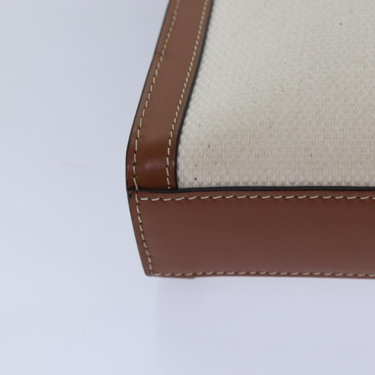 Celine Vertical Cabas Tote Canvas with Leather, WHITE, CANVAS, Handbag