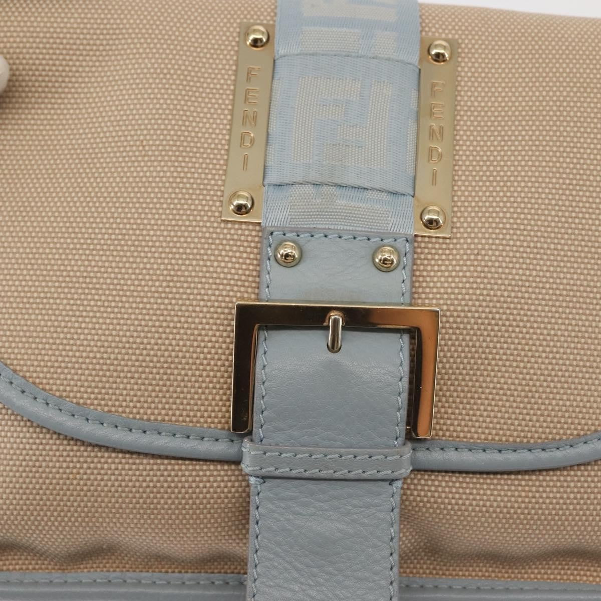 Fendi Logo Flap Shoulder Bag Canvas, BEIGE, CANVAS, Shoulder bag