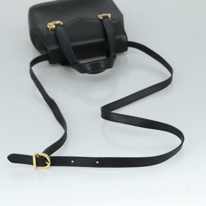 Salvatore Ferragamo Gancini handbag Leather, BLACK, LEATHER, Handbag