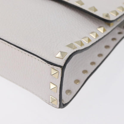 Valentino Garavani Rockstud Flip Lock Flap Bag Leather, WHITE, LEATHER, Shoulder bag
