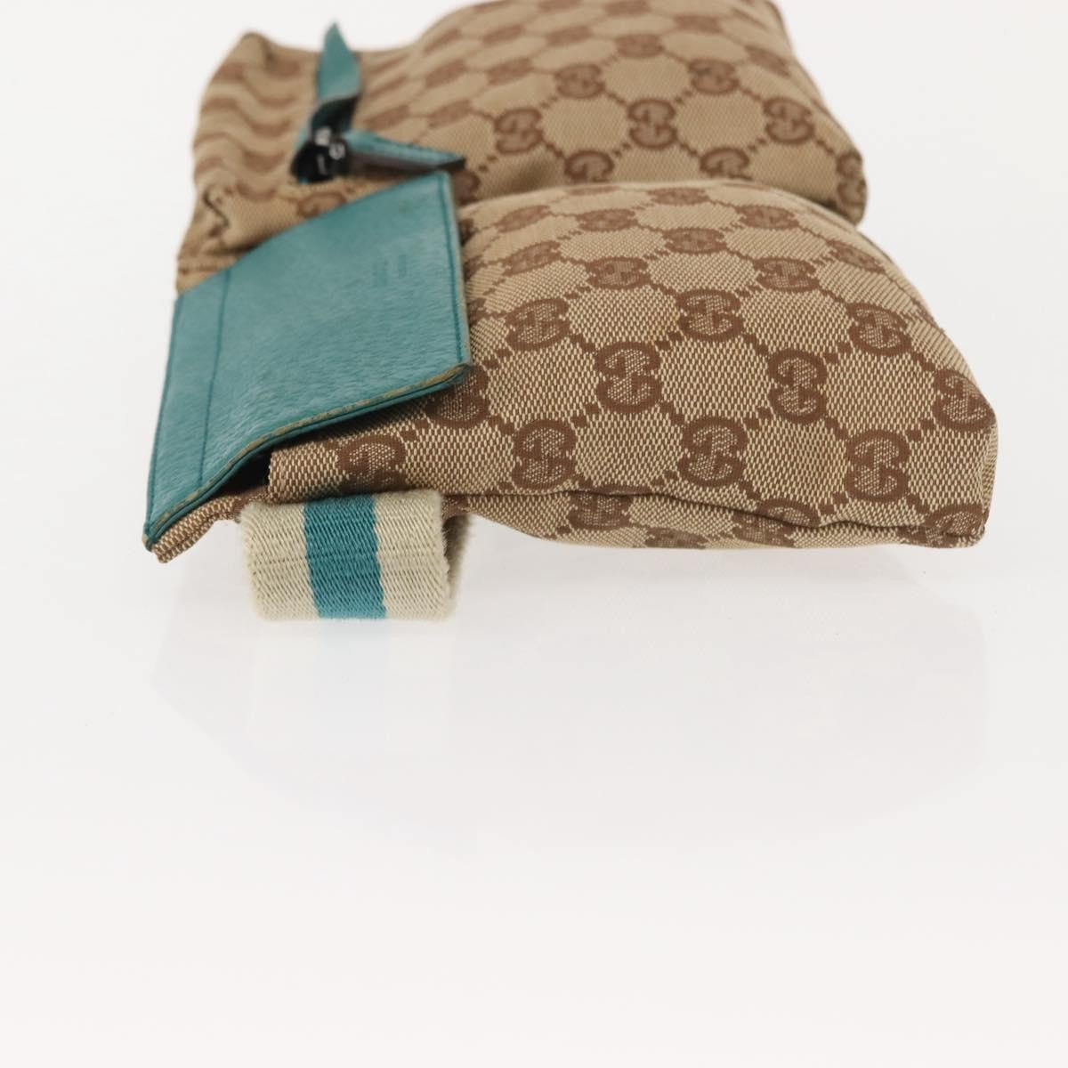 Gucci Vintage Double Belt Bag GG Canvas with Leather, BEIGE, CANVAS, Shoulder bag