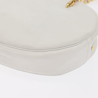 Christian Dior Vintage Zip Shoulder Bag Leather, WHITE, LEATHER, Shoulder bag