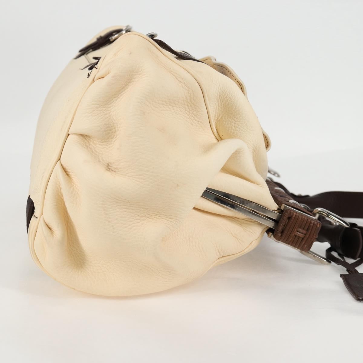 Salvatore Ferragamo Gancini handbag Leather, BEIGE, LEATHER, Handbag