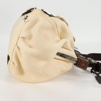 Salvatore Ferragamo Gancini handbag Leather, BEIGE, LEATHER, Handbag