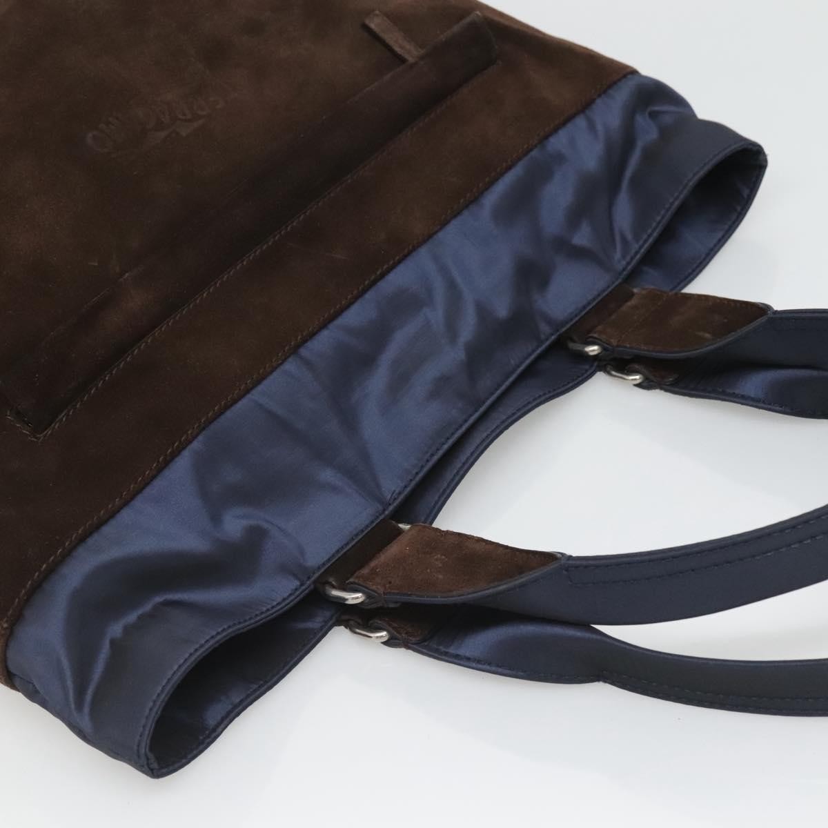 Salvatore Ferragamo Convertible Front Zip Pocket Tote Suede, BROWN, SUEDE, Tote bag