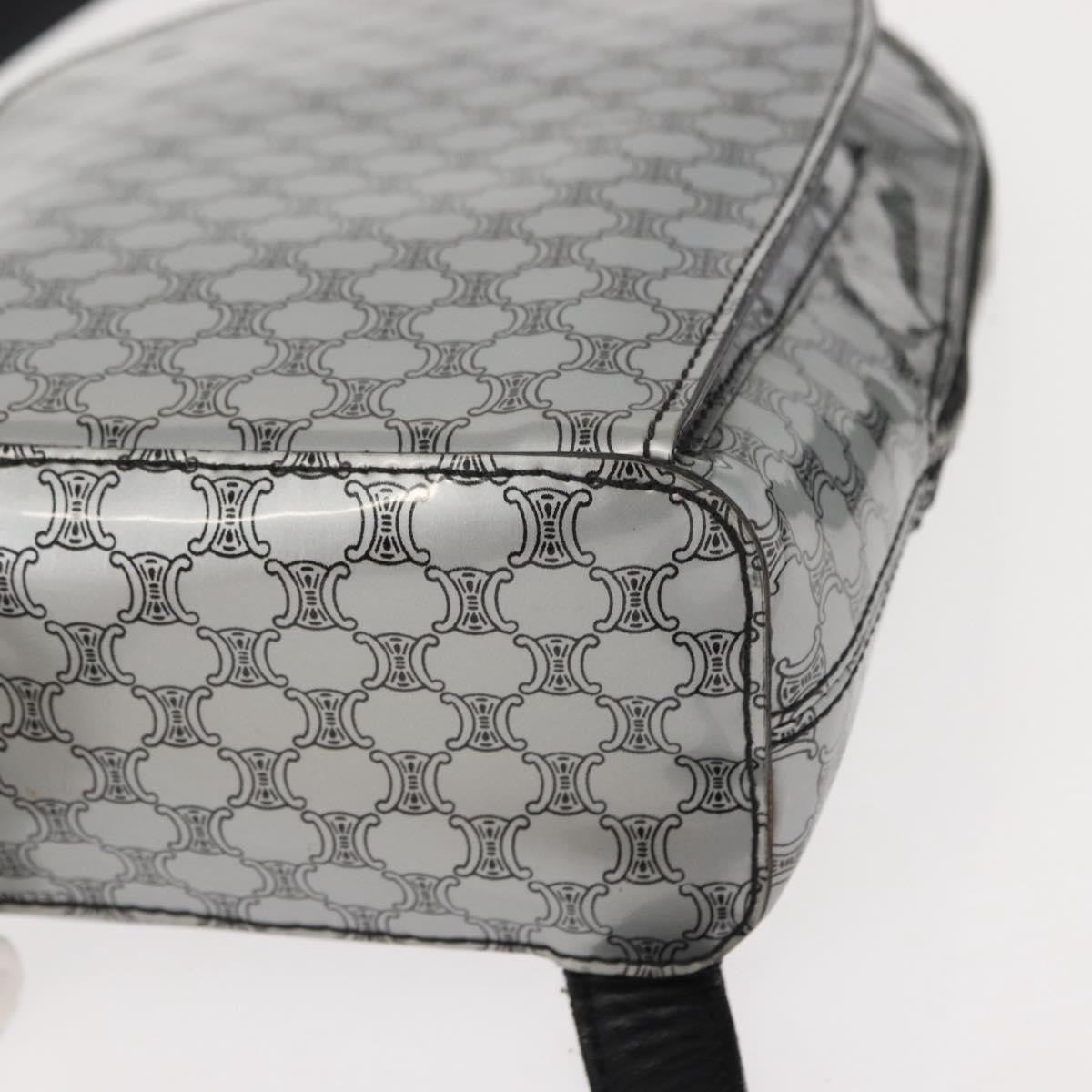 Celine Vintage Macadam Backpack Canvas and Leather, SILVER, PVC, Backpack