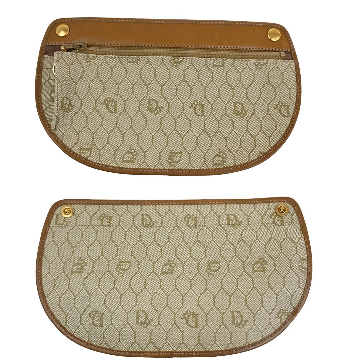 Christian Dior Vintage Honeycomb Shoulder Bag Canvas and Leather, BEIGE, CANVAS, Shoulder bag