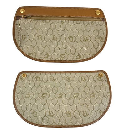 Christian Dior Vintage Honeycomb Shoulder Bag Canvas and Leather, BEIGE, CANVAS, Shoulder bag