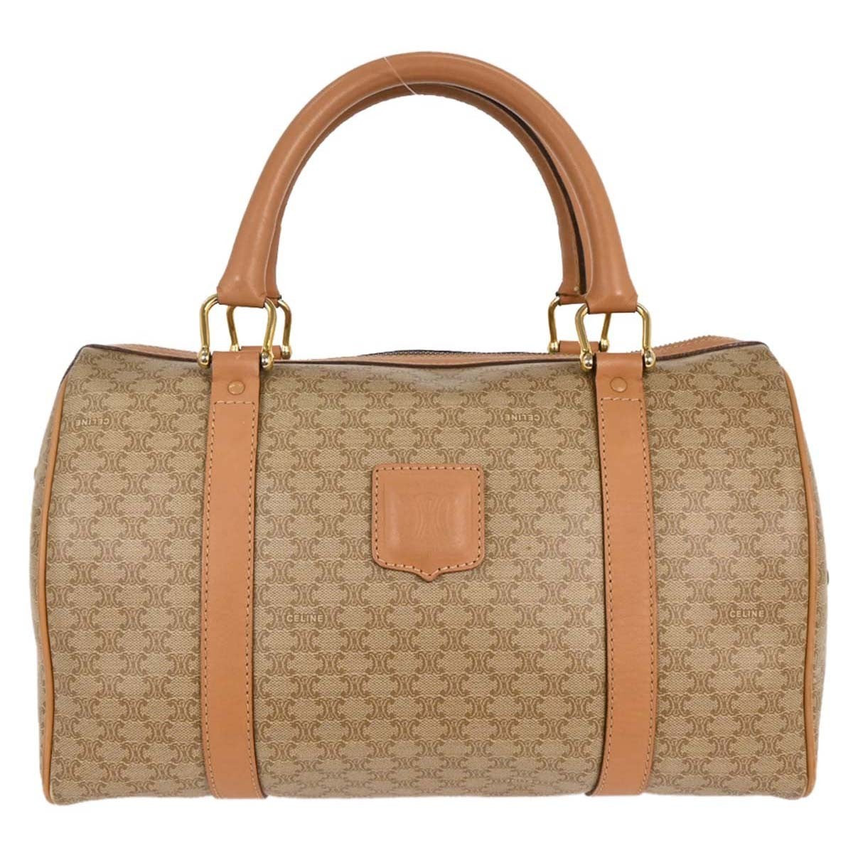 Celine Vintage Duffle Bag Canvas and Leather, BEIGE, PVC, Travel bag