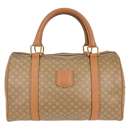 Celine Vintage Duffle Bag Canvas and Leather, BEIGE, PVC, Travel bag