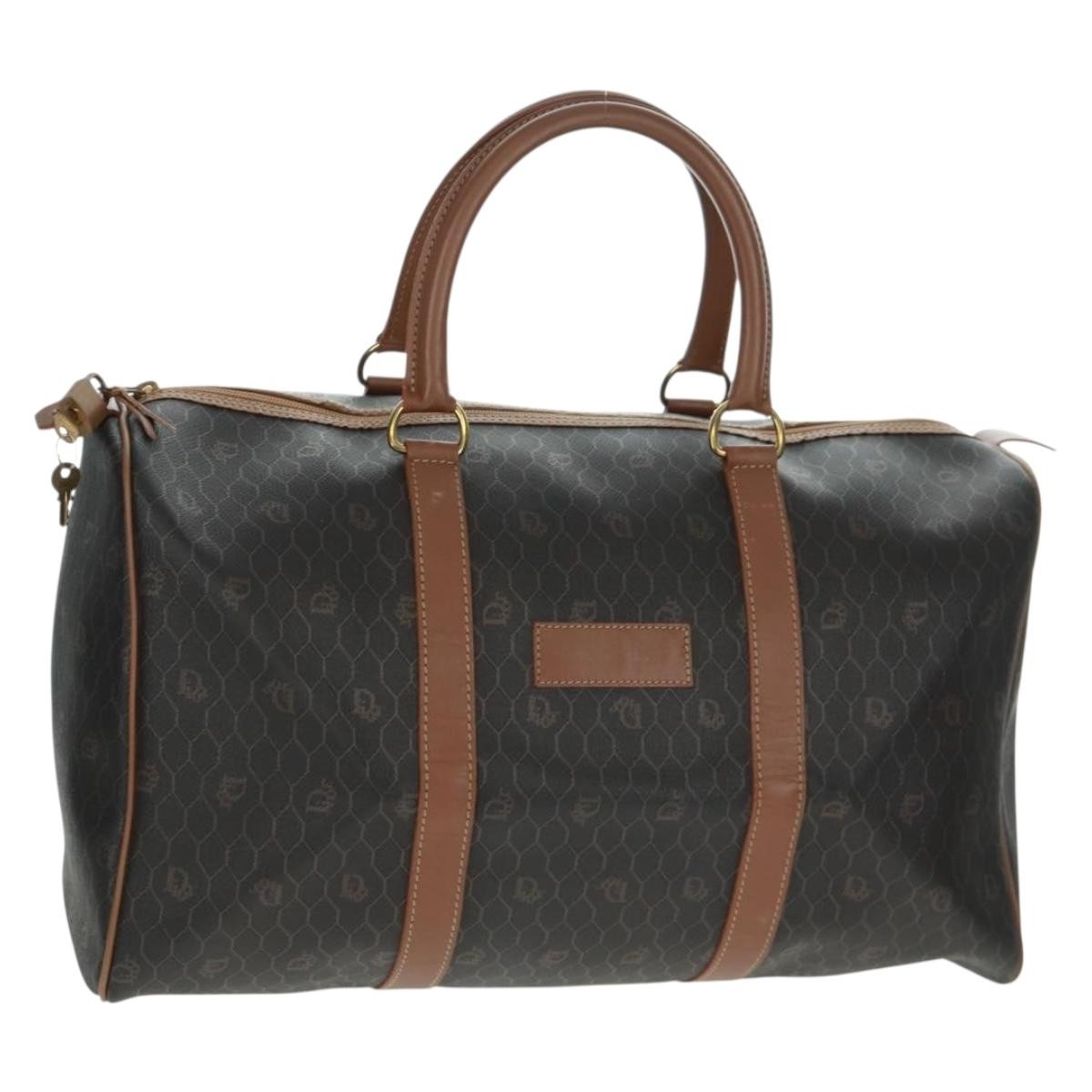 Christian Dior Vintage Honeycomb Boston bag Canvas and Leather, BLACK, PVC, Travel bag