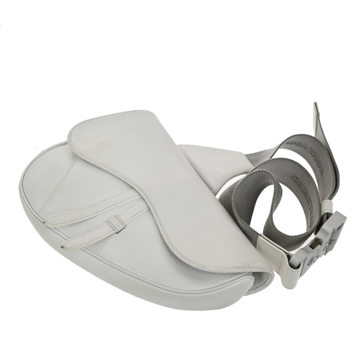 Christian Dior Saddle Crossbody Bag Leather, WHITE, LEATHER, Shoulder bag