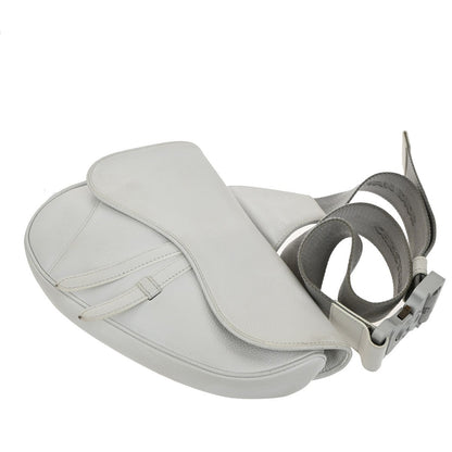 Christian Dior Saddle Crossbody Bag Leather, WHITE, LEATHER, Shoulder bag