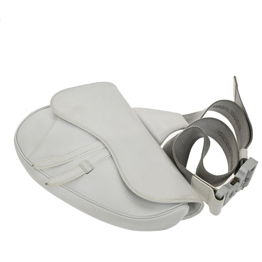 Christian Dior Saddle Crossbody Bag Leather, WHITE, LEATHER, Shoulder bag