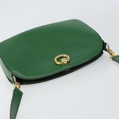 Celine Vintage Shoulder Bag Leather, GREEN, LEATHER, Shoulder bag