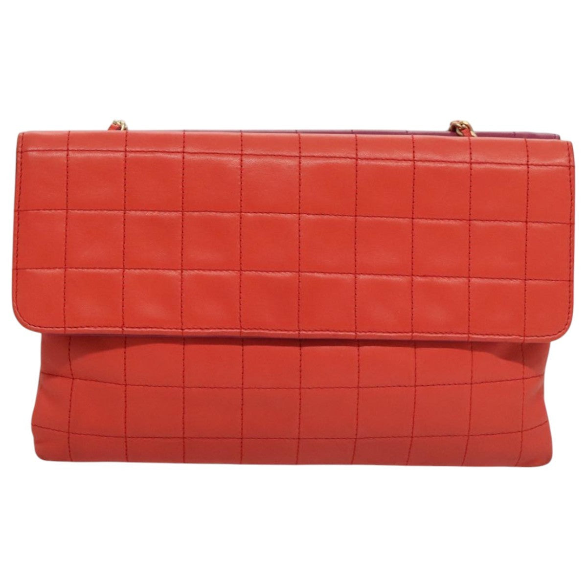 Chanel Vintage Chocolate Bar Double Side Flap Shoulder Bag Quilted Lambskin, PURPLE, LEATHER, Shoulder bag