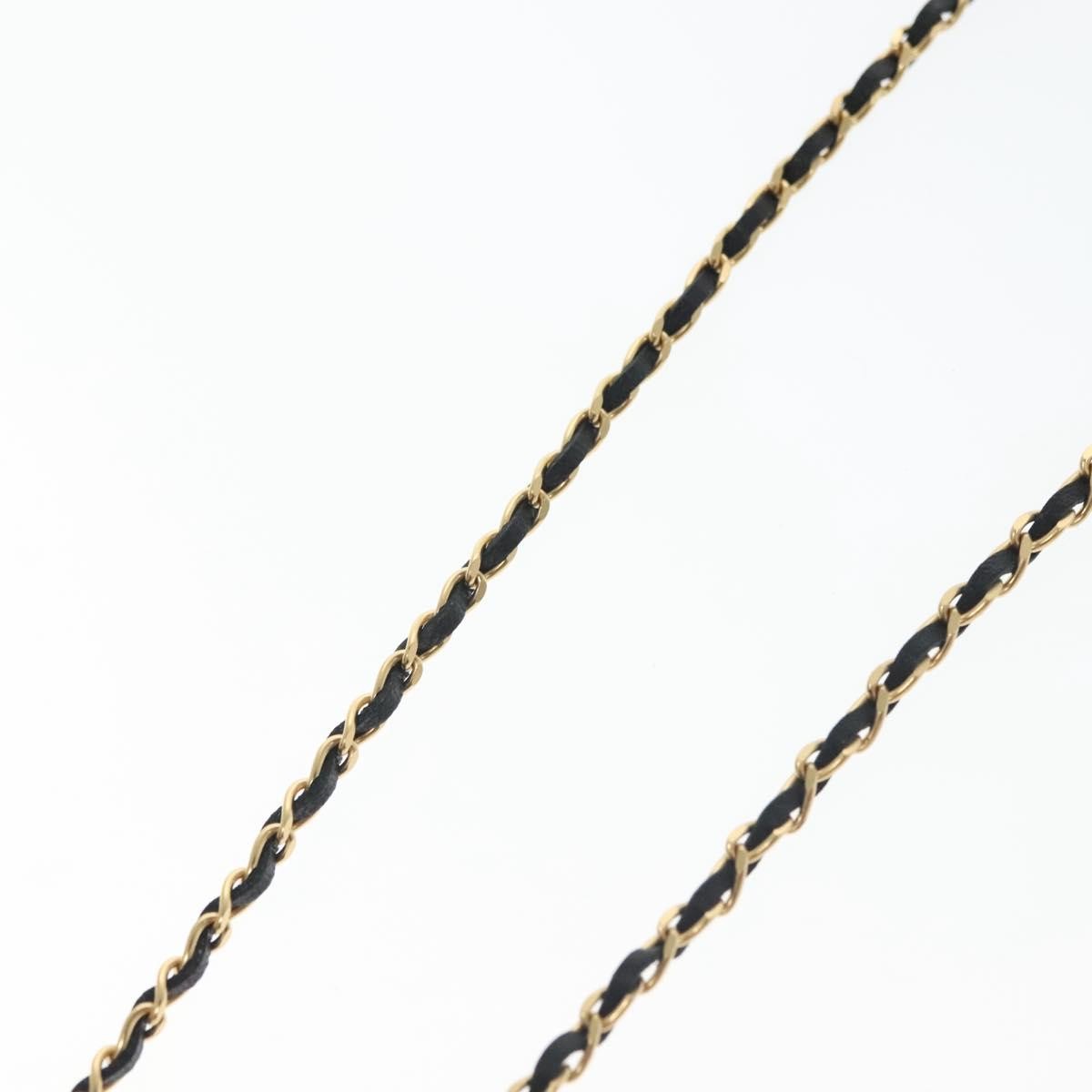 "Chanel CC Perfume Bottle Pendant Chain Long Necklace Metal with Leather, Crystals and Faux Pearl", GOLD, METAL, Necklace