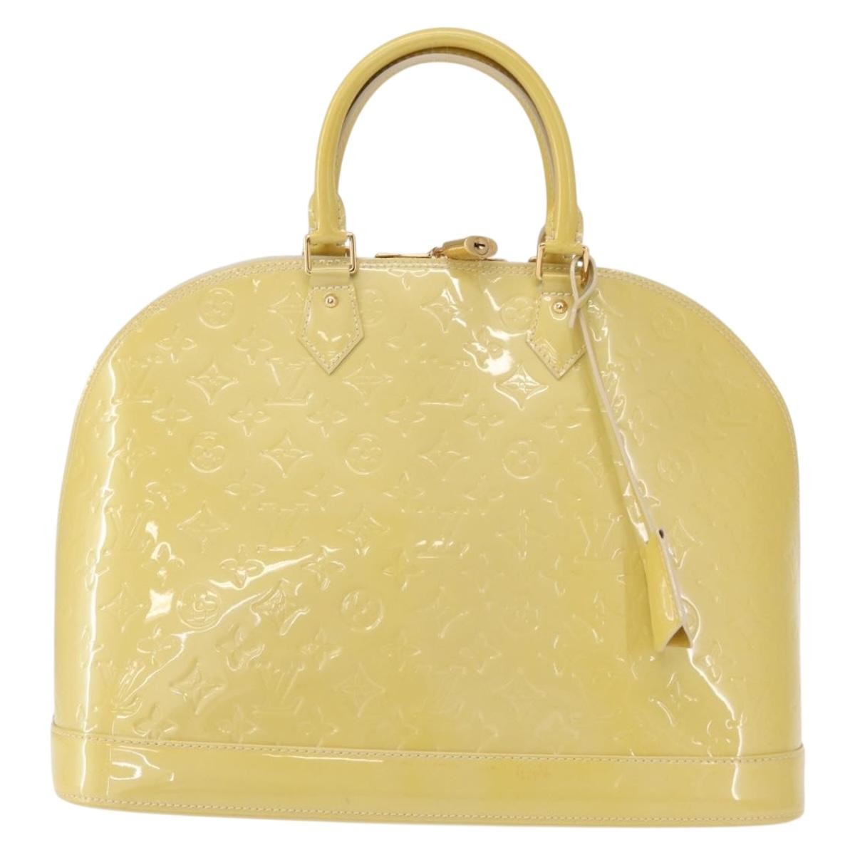 Louis Vuitton Alma Handbag Monogram Vernis, YELLOW, PATENT_LEATHER, Handbag