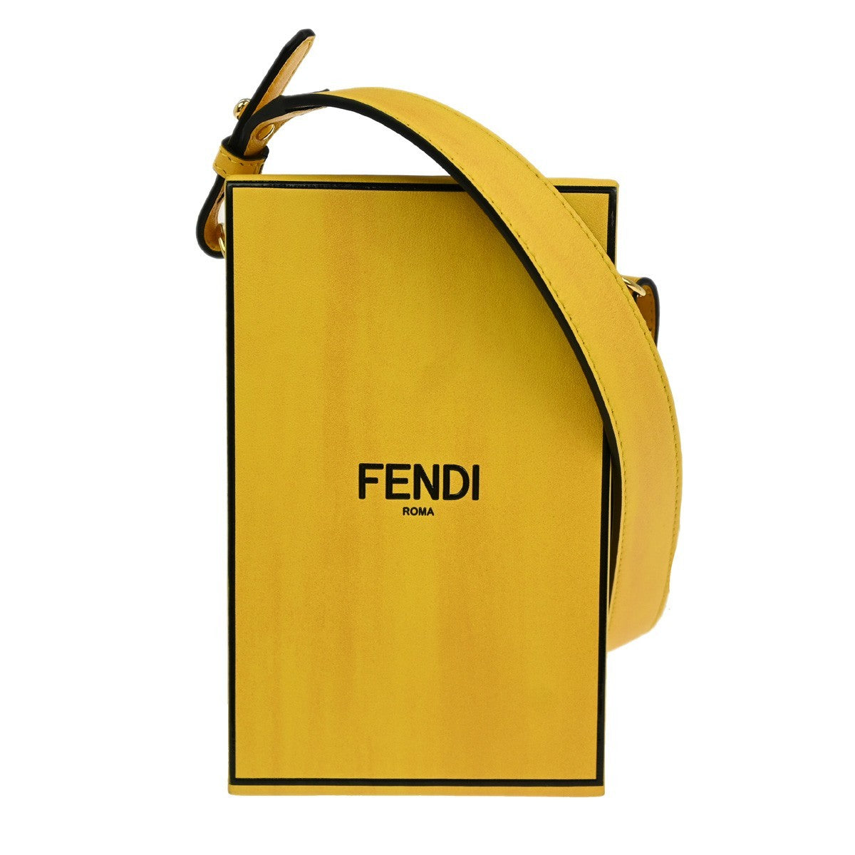 Fendi Logo Vertical Box Crossbody Bag Leather, YELLOW, LEATHER, Shoulder bag