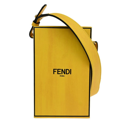 Fendi Logo Vertical Box Crossbody Bag Leather, YELLOW, LEATHER, Shoulder bag