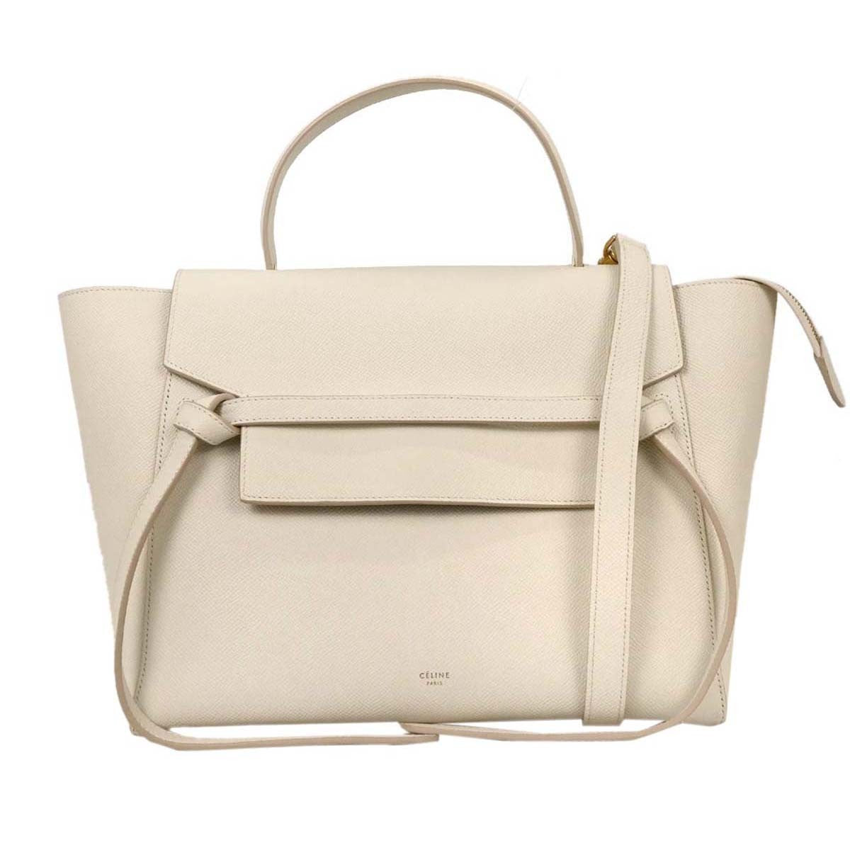 Celine Belt Bag Calfskin, WHITE, LEATHER, Handbag