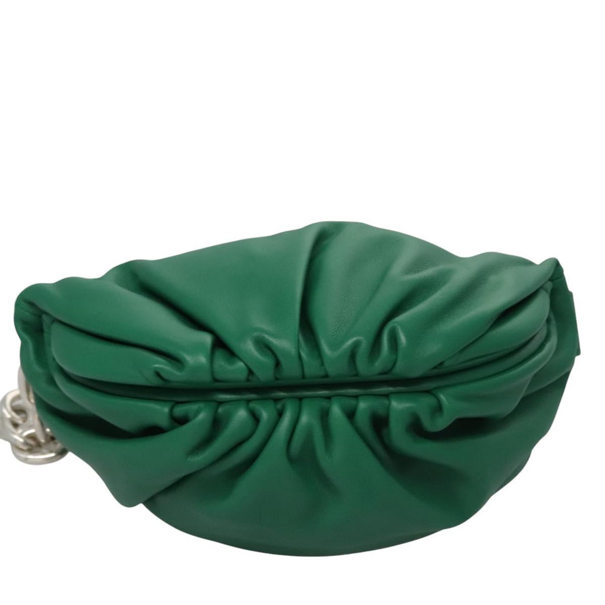 Bottega Veneta The Chain Pouch Leather, GREEN, LEATHER, Clutche & pouche