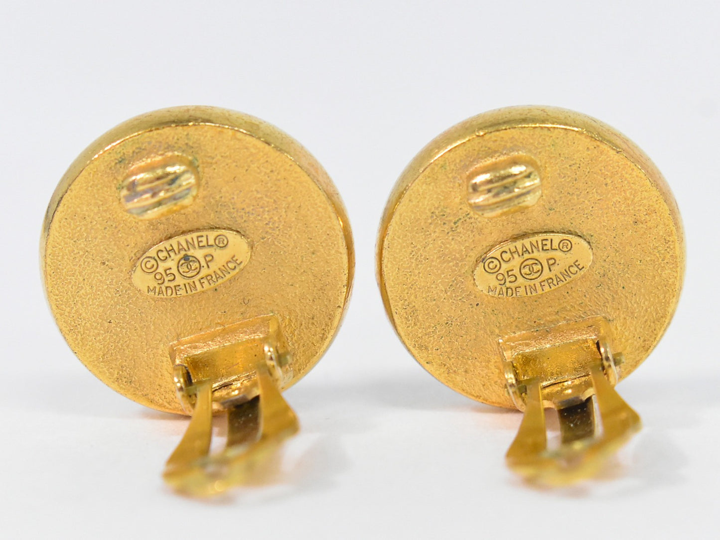Chanel CC Hoop Clip-On Earrings Crystal Embellished Metal, GOLD, GOLD_PLATED, Earrings