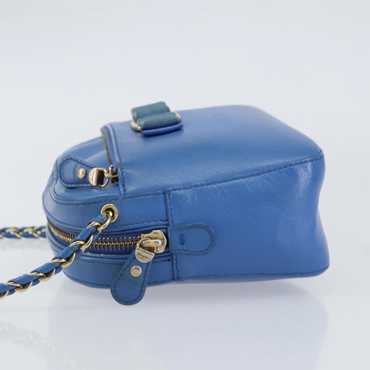 Salvatore Ferragamo Vala Chain Shoulder bag Leather, BLUE, LEATHER, Shoulder bag