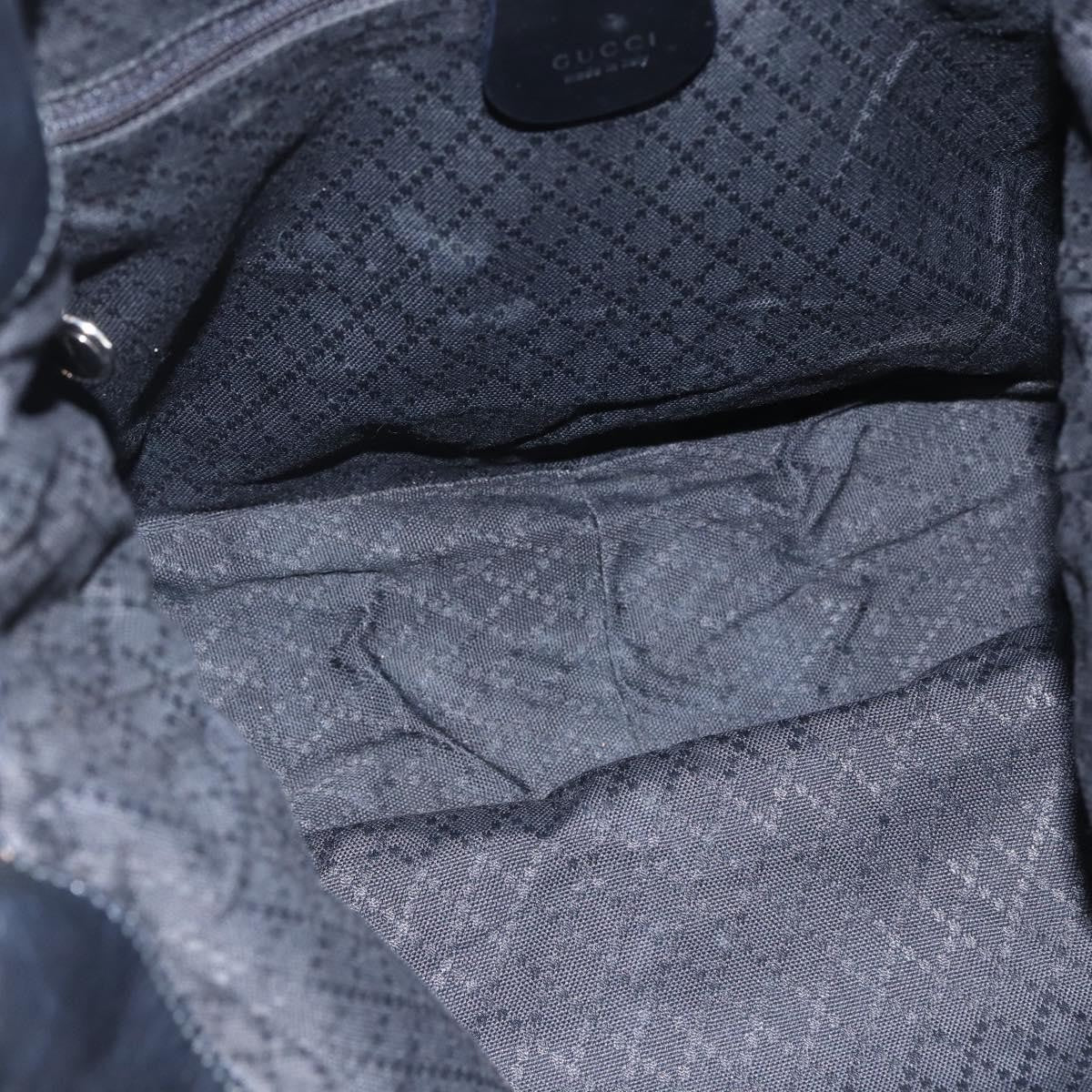 Gucci Vintage Bamboo Handle Open Hobo Nylon, BLACK, NYLON, Handbag