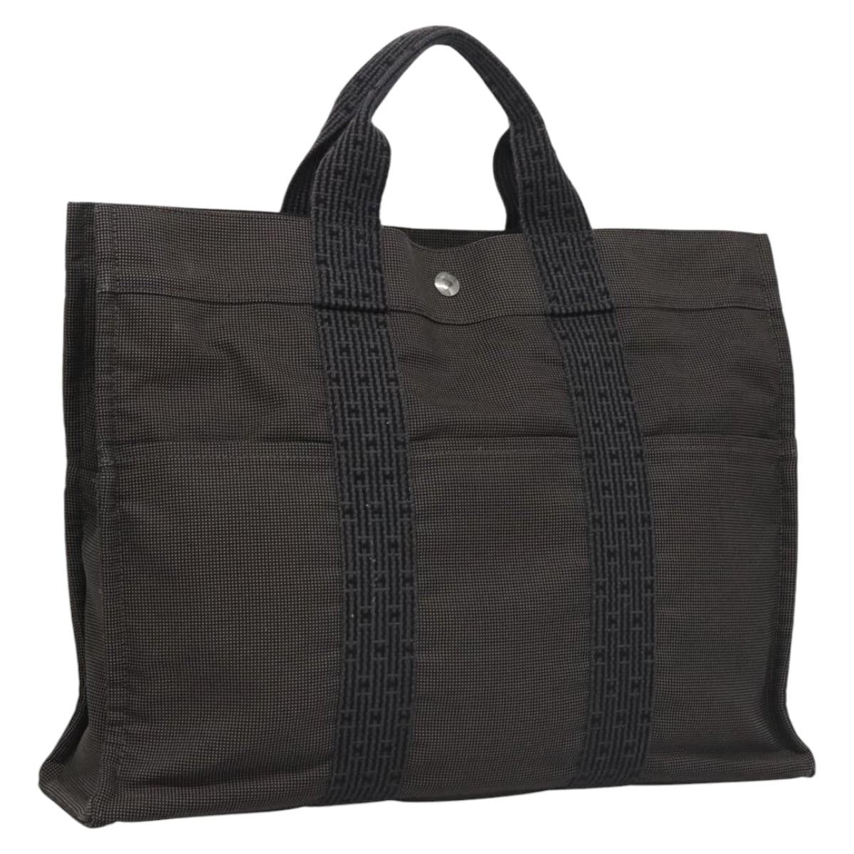 Hermes Fourre-tout Herline Canvas, GRAY, CANVAS, Tote bag