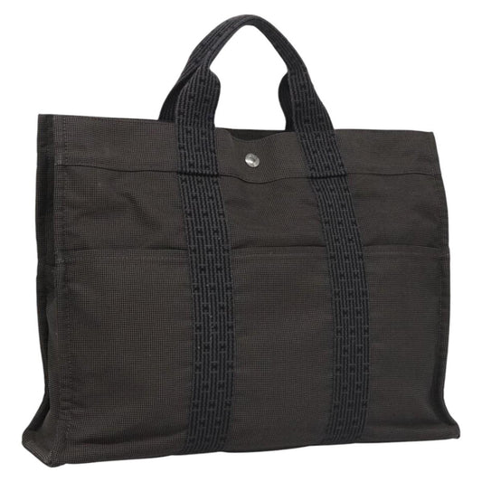 Hermes Fourre-tout Herline Canvas, GRAY, CANVAS, Tote bag