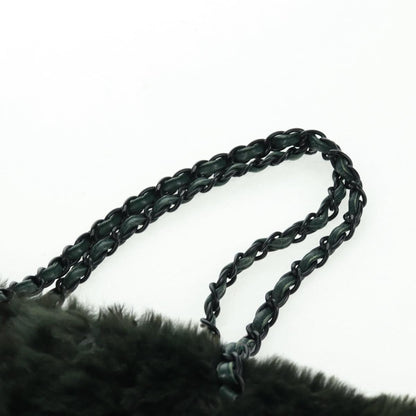Chanel Vintage CC Chain Tote Printed Lapin Fur, GREEN, FAUX_FUR, Tote bag