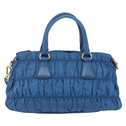 Prada Gaufre Convertible Satchel Tessuto, BLUE, NYLON, Handbag