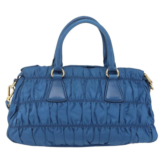 Prada Gaufre Convertible Satchel Tessuto, BLUE, NYLON, Handbag