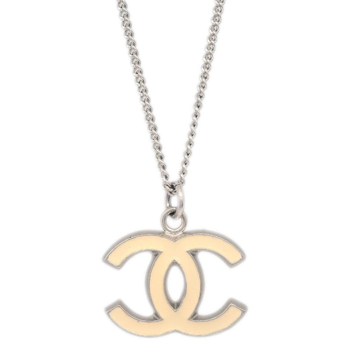 Chanel CC Logo Pendant Necklace Metal, SILVER, SILVER_PLATED, Necklace