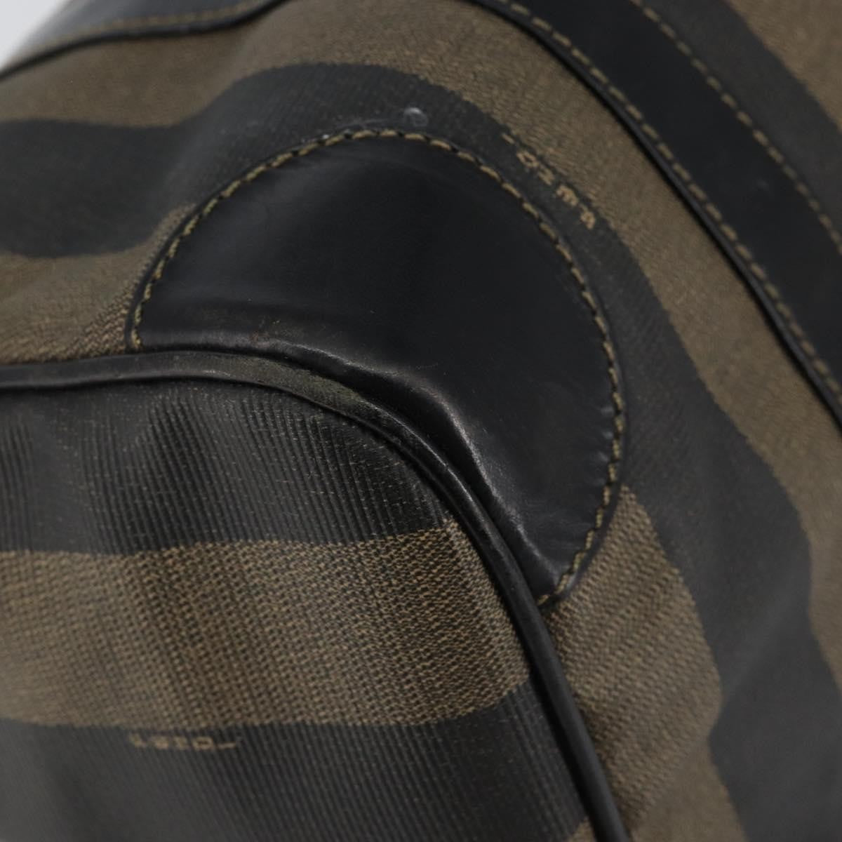 Fendi Vintage Pequin Boston Bag Coated Canvas, BROWN, CANVAS, Handbag