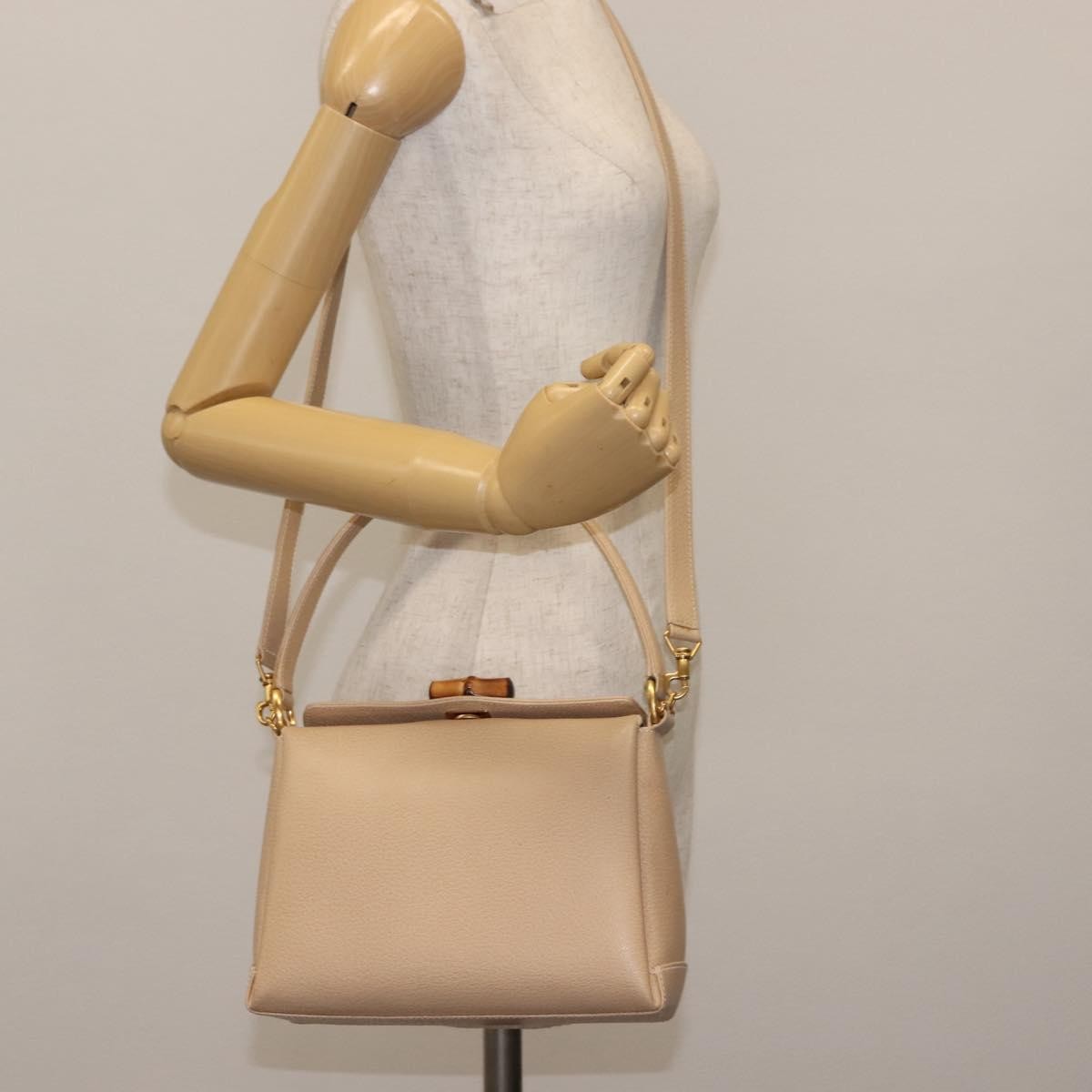 Gucci Vintage Convertible Bamboo Box Crossbody Bag Leather, BEIGE, LEATHER, Crossbody bag