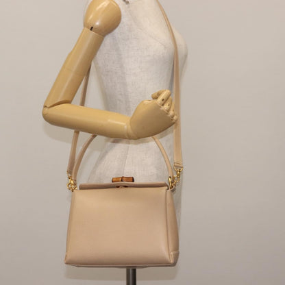 Gucci Vintage Convertible Bamboo Box Crossbody Bag Leather, BEIGE, LEATHER, Crossbody bag