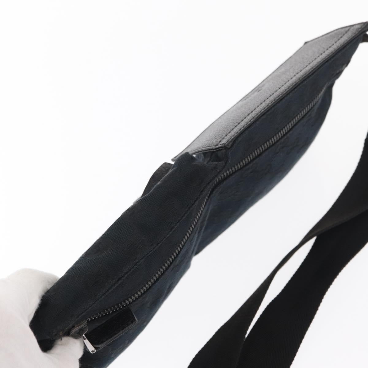 Gucci Vintage Double Belt Bag GG Canvas with Leather, BLACK, CANVAS, Clutche & pouche