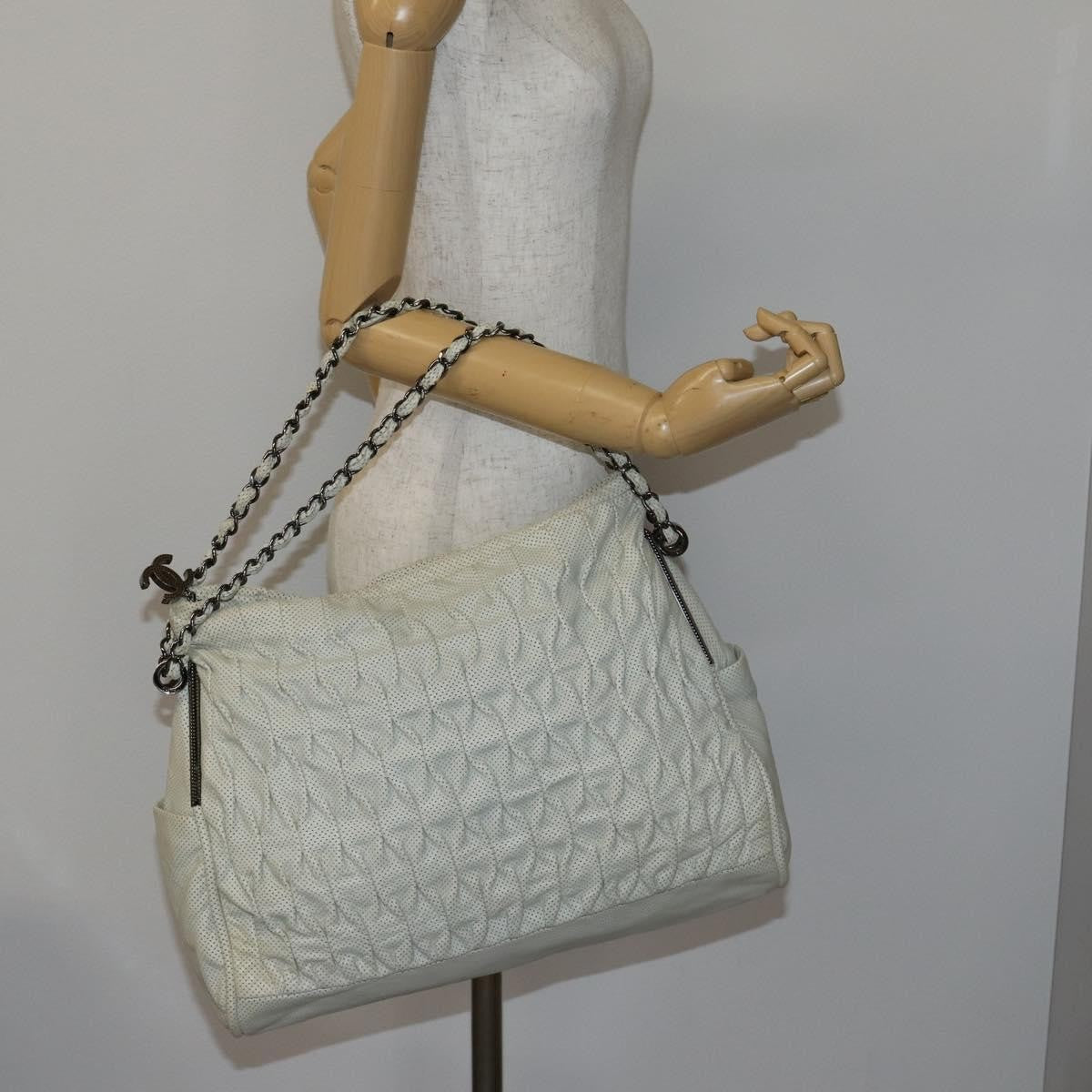 Chanel Vintage Chain Shoulder Bag Leather, ECRU, LEATHER, Shoulder bag